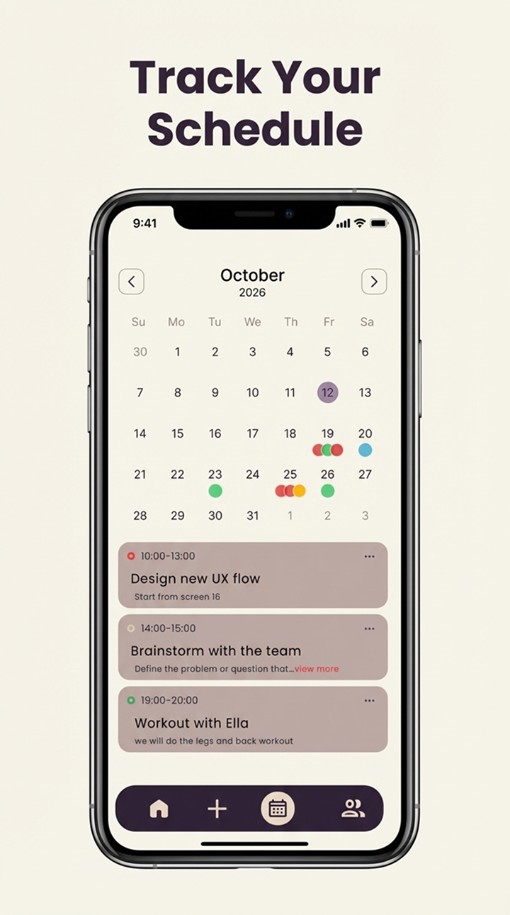 Schedule tracking screen